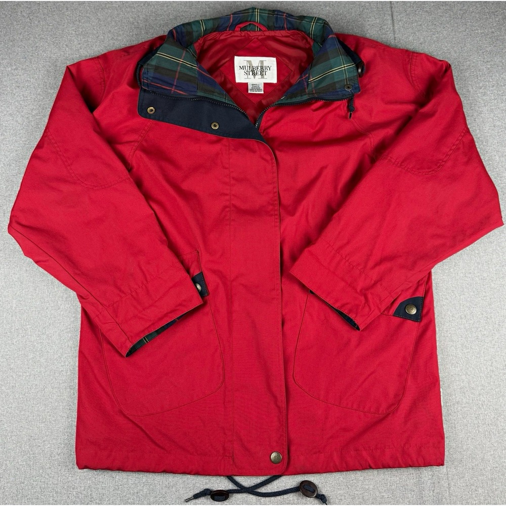 Mulberry Street Womens S Red Tartan Plaid Rain Jacket Made Russia Vintage